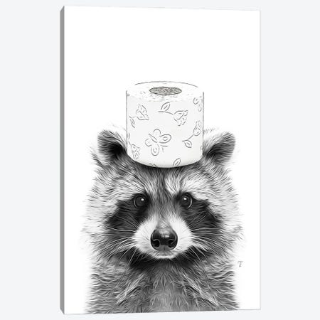 Raccoon With Toilet Paper On The Head Canvas Print #LIP714} by Printable Lisa's Pets Canvas Art Print