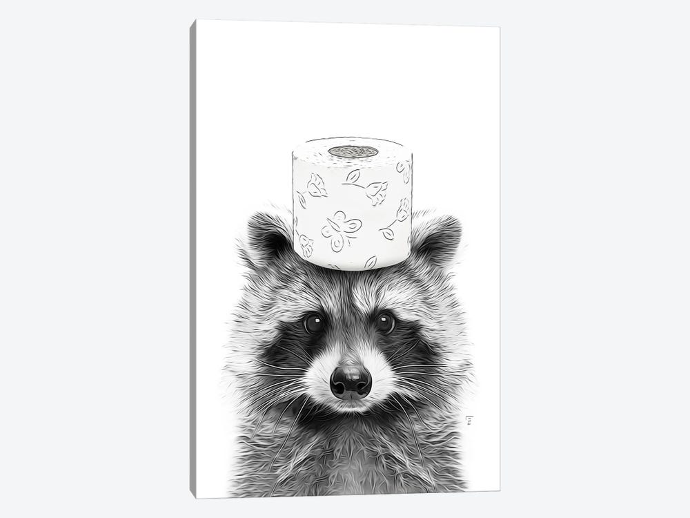 Raccoon With Toilet Paper On The Head by Printable Lisa's Pets 1-piece Canvas Art Print