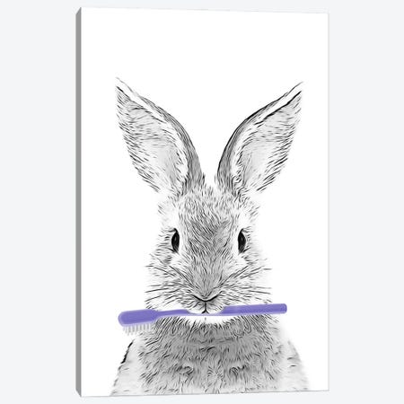 Bunny Retriever With Violet Toothbrush Canvas Print #LIP720} by Printable Lisa's Pets Art Print