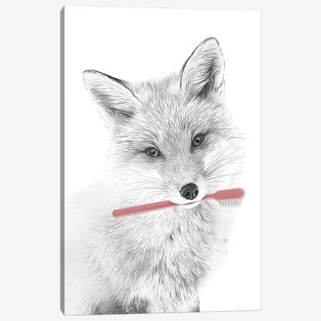 Fox With Toothbrush Canvas Print #LIP722} by Printable Lisa's Pets Canvas Art Print