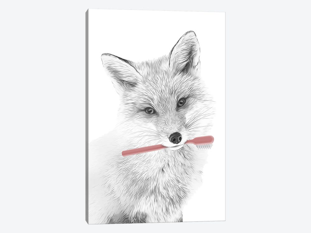 Fox With Toothbrush by Printable Lisa's Pets 1-piece Canvas Art