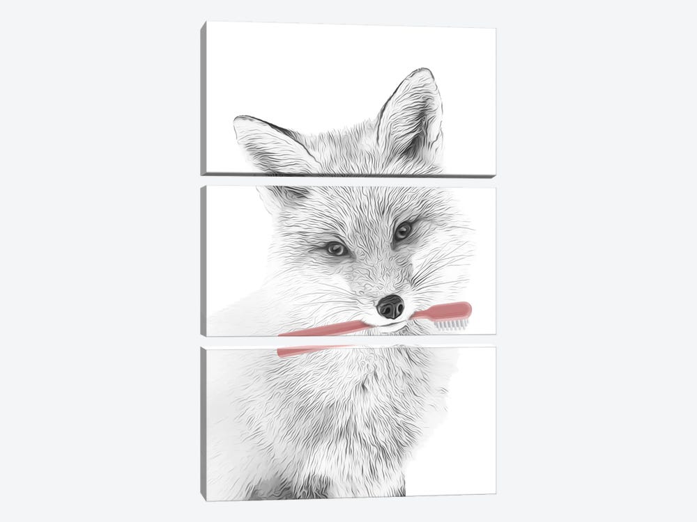Fox With Toothbrush by Printable Lisa's Pets 3-piece Canvas Art