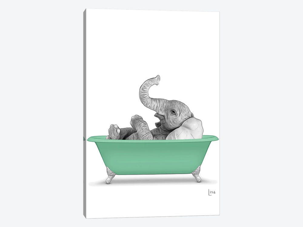 Elephant In The Green Bath by Printable Lisa's Pets 1-piece Canvas Art Print