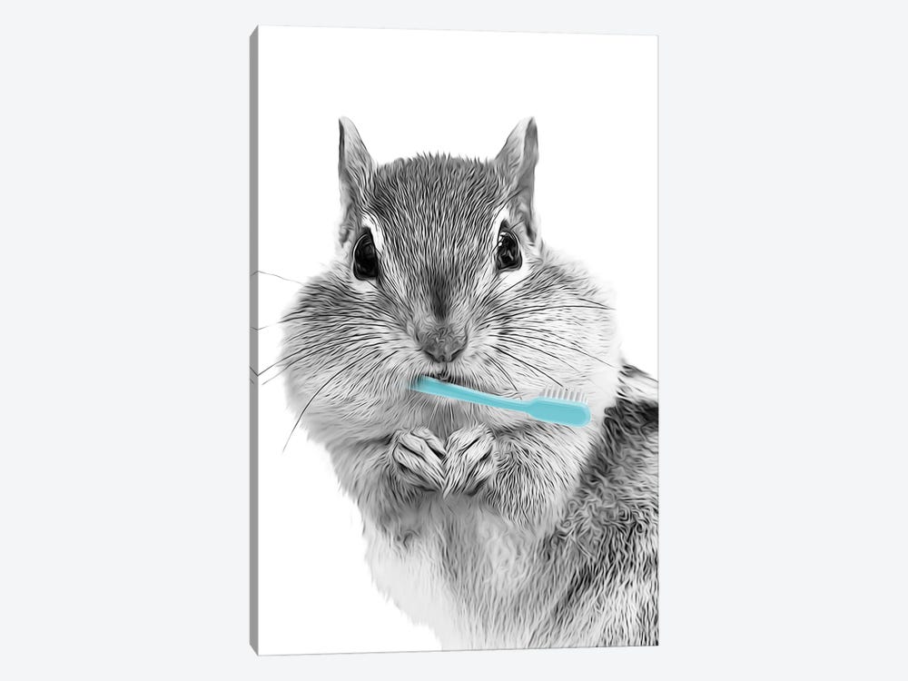 Chipmunk With Blue Toothbrush by Printable Lisa's Pets 1-piece Art Print