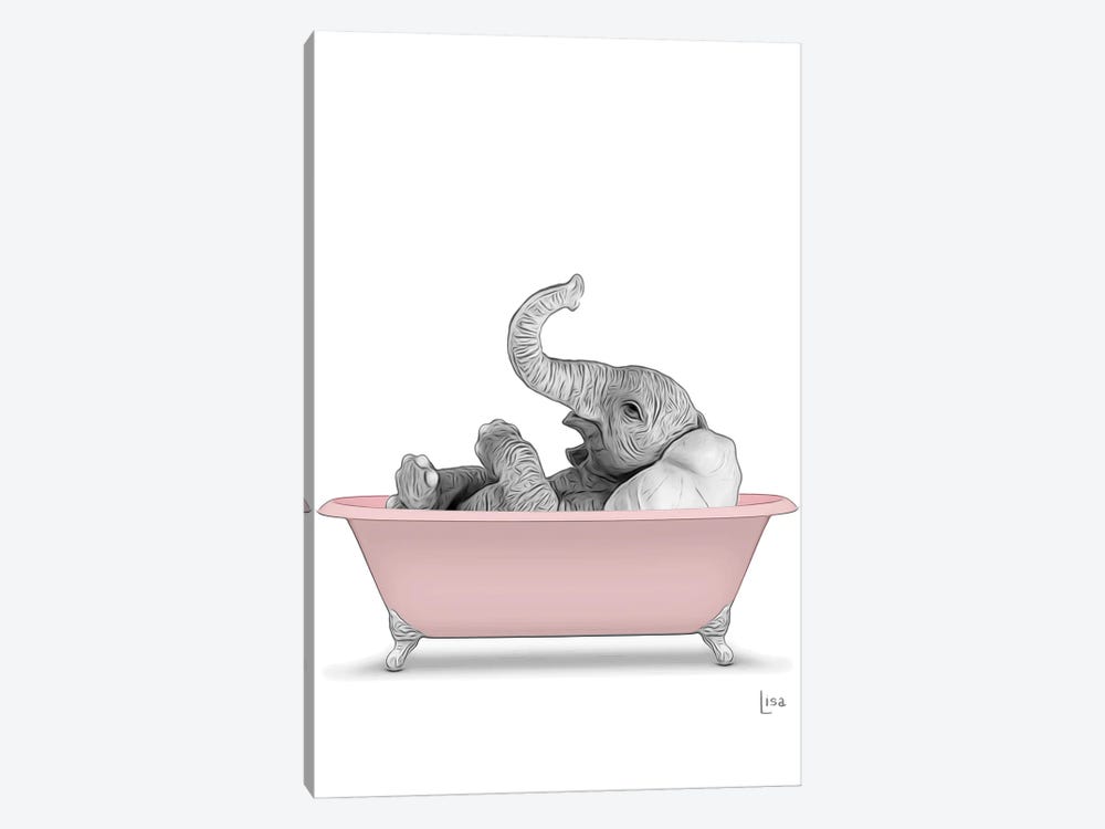Elephant In The Pink Bath by Printable Lisa's Pets 1-piece Art Print