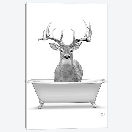 Deer In The Bath Canvas Print #LIP76} by Printable Lisa's Pets Canvas Artwork