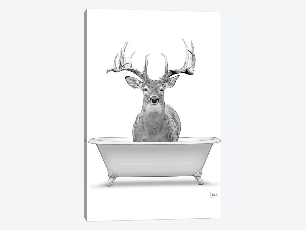 Deer In The Bath by Printable Lisa's Pets 1-piece Art Print