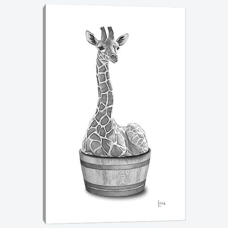 Giraffe In The Tub Bw Canvas Print #LIP78} by Printable Lisa's Pets Canvas Art Print