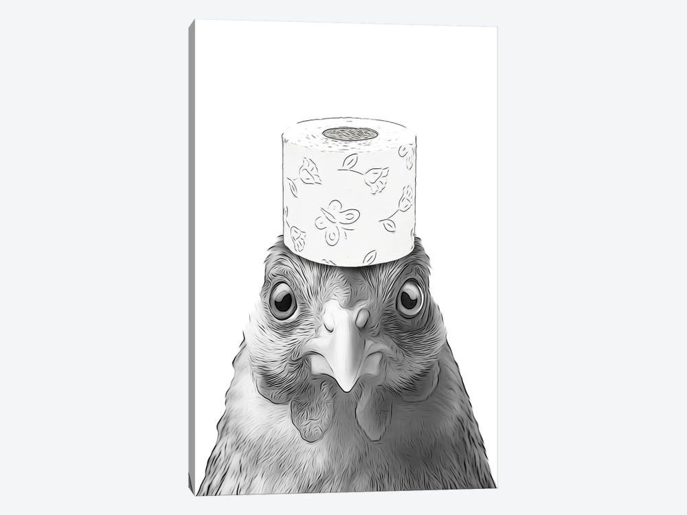 Hen, Chicken With Toilet Paper by Printable Lisa's Pets 1-piece Art Print