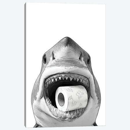 Funny Shark With Toilet Paper Roll Canvas Print #LIP798} by Printable Lisa's Pets Canvas Artwork