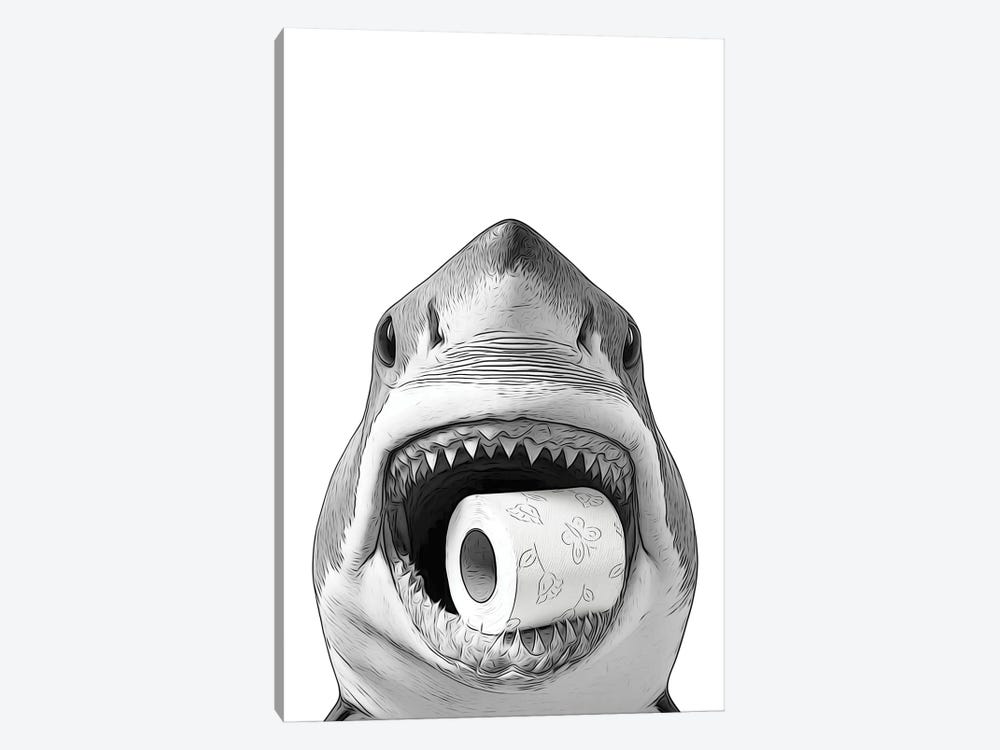 Funny Shark With Toilet Paper Roll by Printable Lisa's Pets 1-piece Art Print