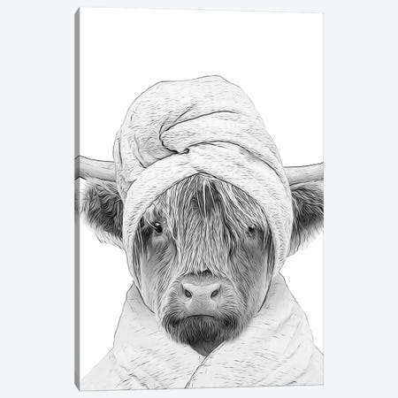 Highland Cow With Towel And Bathrobe Canvas Print #LIP800} by Printable Lisa's Pets Canvas Artwork