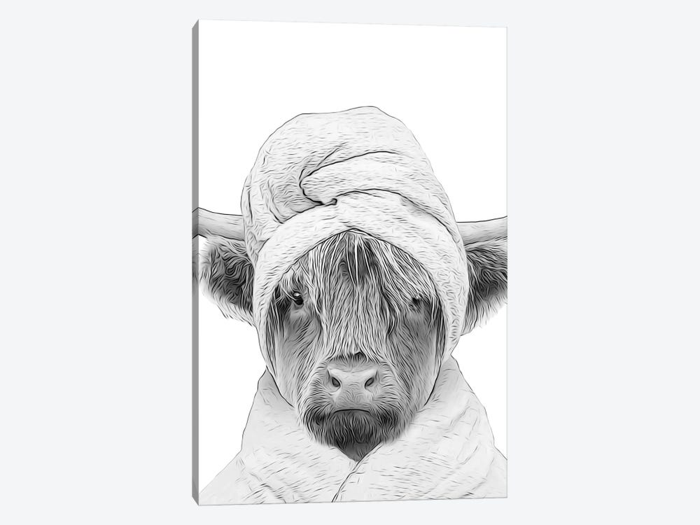 Highland Cow With Towel And Bathrobe by Printable Lisa's Pets 1-piece Canvas Art