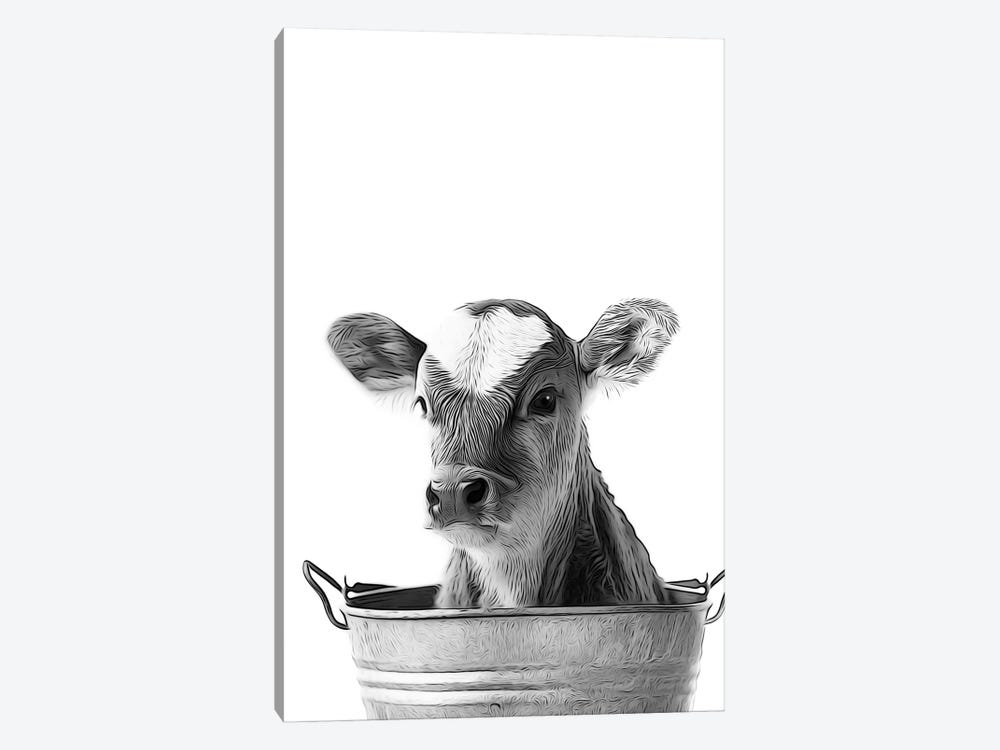 Cow In The Metal Bucket by Printable Lisa's Pets 1-piece Canvas Print
