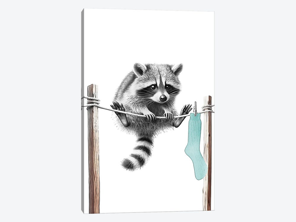 Raccoon Balancing On The Clothesline by Printable Lisa's Pets 1-piece Art Print