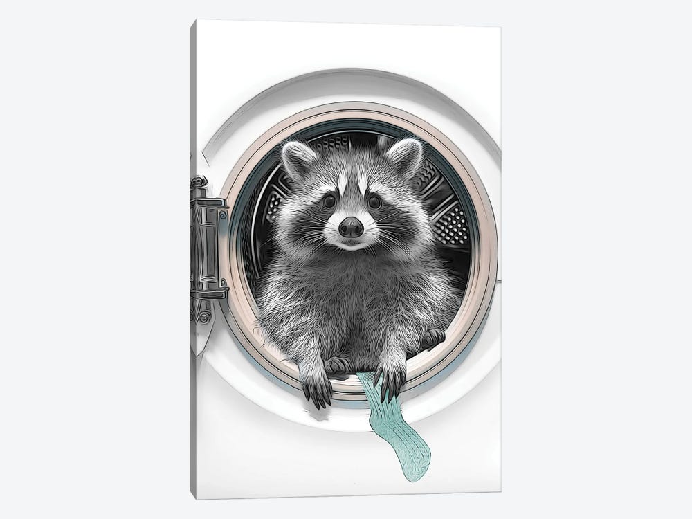 Raccoon In The Washing Machine by Printable Lisa's Pets 1-piece Canvas Art