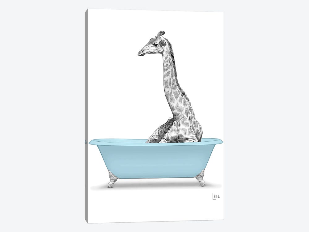 Giraffe In The Blue Bath by Printable Lisa's Pets 1-piece Canvas Art Print