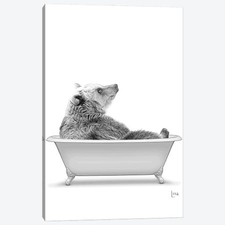 Bear In The Bath Bw Canvas Print #LIP87} by Printable Lisa's Pets Art Print