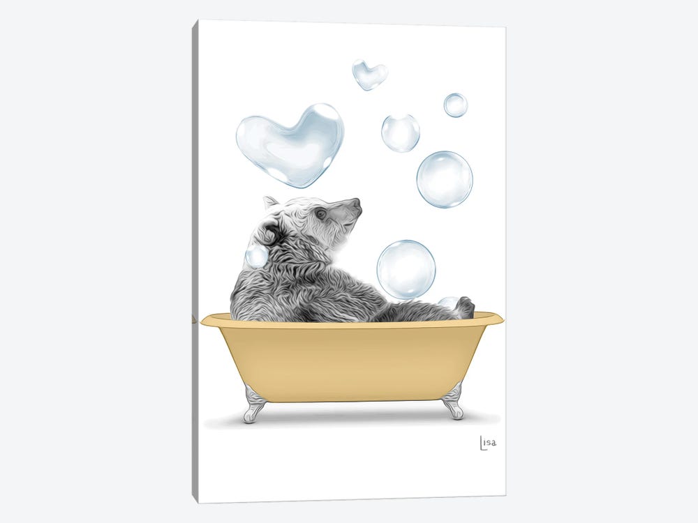 Bear In The Gold Bath by Printable Lisa's Pets 1-piece Canvas Art Print