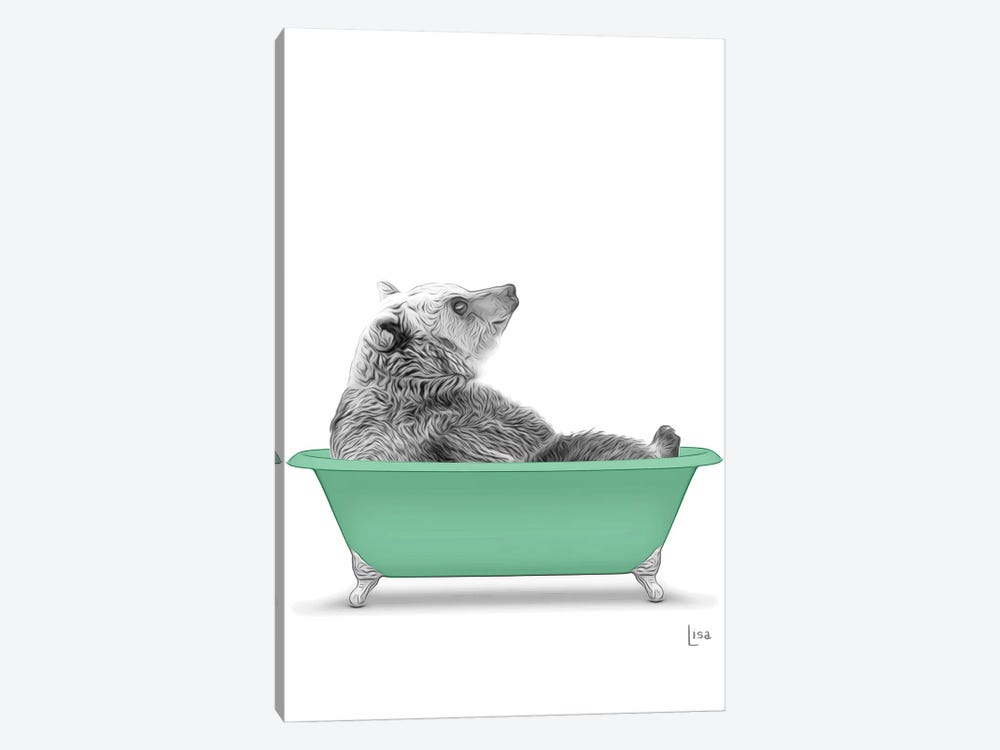 Bear In The Green Bath by Printable Lisa's Pets 1-piece Art Print