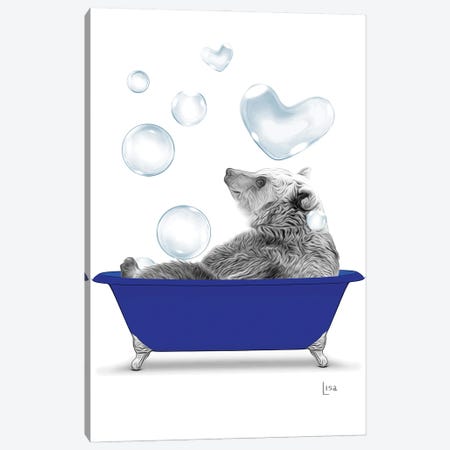 Bear In The Blue Bath With Bubbles Canvas Print #LIP91} by Printable Lisa's Pets Art Print