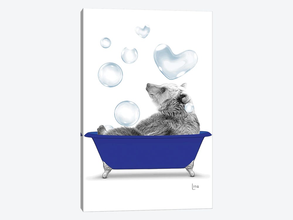 Bear In The Blue Bath With Bubbles by Printable Lisa's Pets 1-piece Canvas Art
