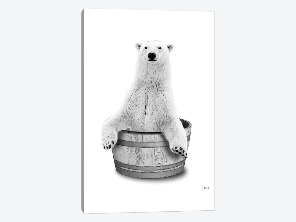 Bear In The Tub Bw by Printable Lisa's Pets 1-piece Art Print