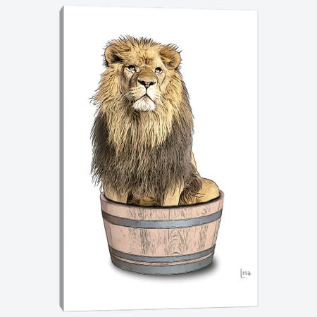Lion In The Tub Color Canvas Print #LIP93} by Printable Lisa's Pets Canvas Print