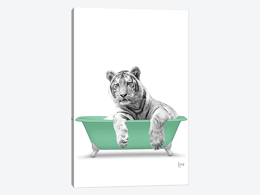 Tiger In The Green Bath by Printable Lisa's Pets 1-piece Canvas Art