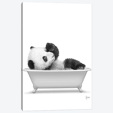 Panda In The Bath Bw Canvas Print #LIP98} by Printable Lisa's Pets Canvas Print