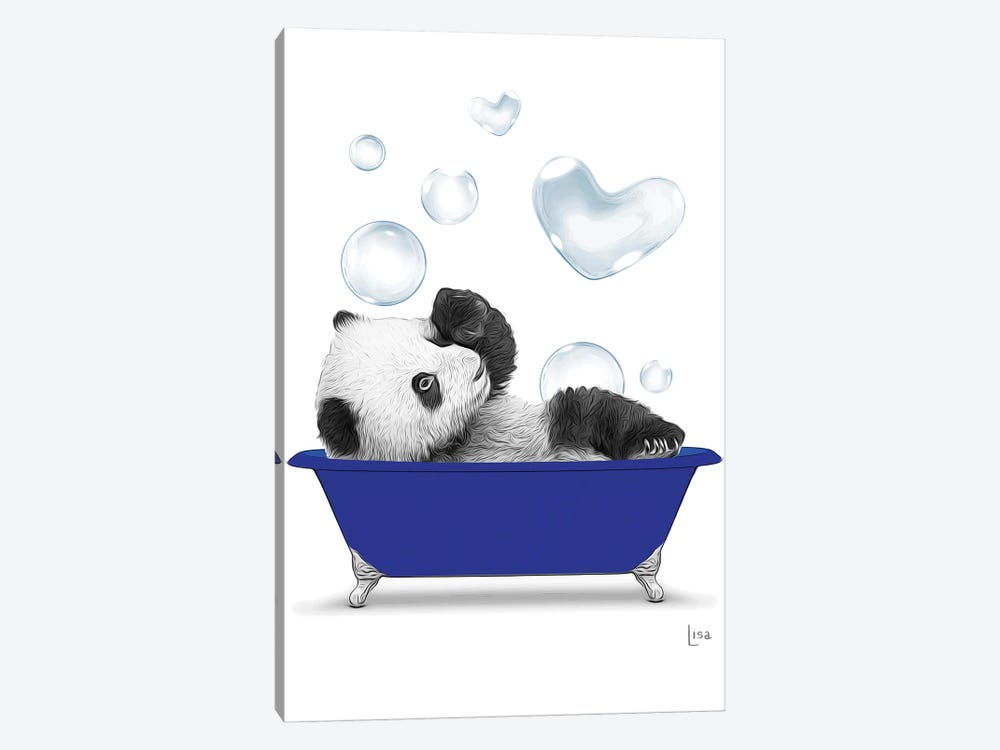 Panda In The Blue Bath by Printable Lisa's Pets 1-piece Canvas Art