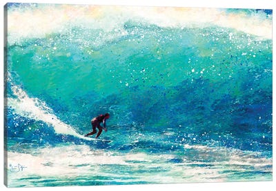 Catching the Wave Canvas Art Print - Surfing