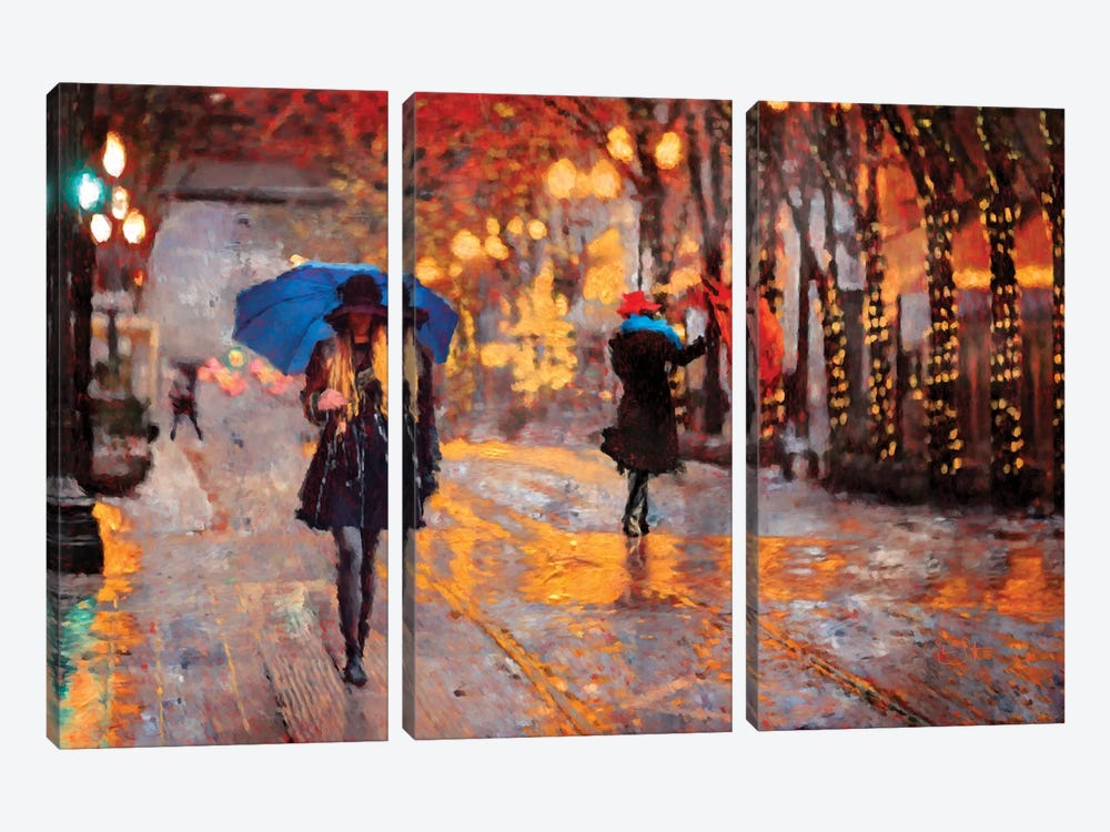 Rain Walk by Lisa Robinson 3-piece Canvas Wall Art