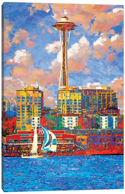 Sunny Seattle Canvas Art Print - Space Needle