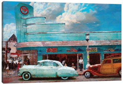Vintage Seaside Canvas Art Print - Restaurant & Diner Art