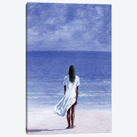 Girl On Beach Canvas Print #LIS14} by Lincoln Seligman Canvas Art Print