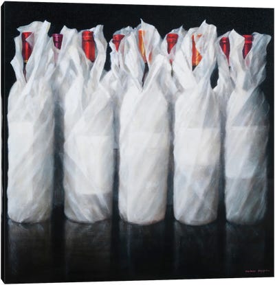 White Wrapped Wine Canvas Art Print - Lincoln Seligman