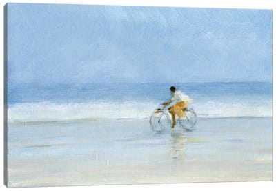 Boy On Bicycle Canvas Art Print - Bicycle Art