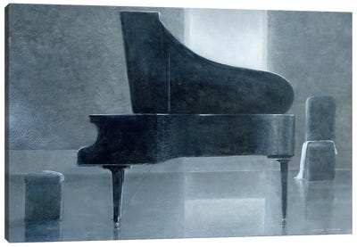 Black Piano Canvas Art Print - Piano Art