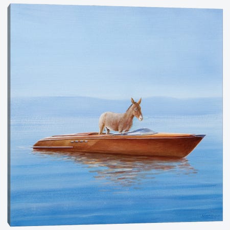 Donkey In A Riva, 2010 Canvas Print #LIS50} by Lincoln Seligman Canvas Art