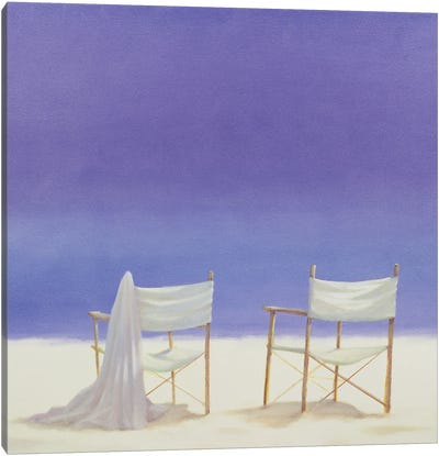 Chairs On The Beach, 1995 Canvas Art Print - Purple Art