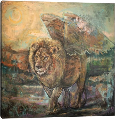 Mighty Angel Canvas Art Print - Lion Art