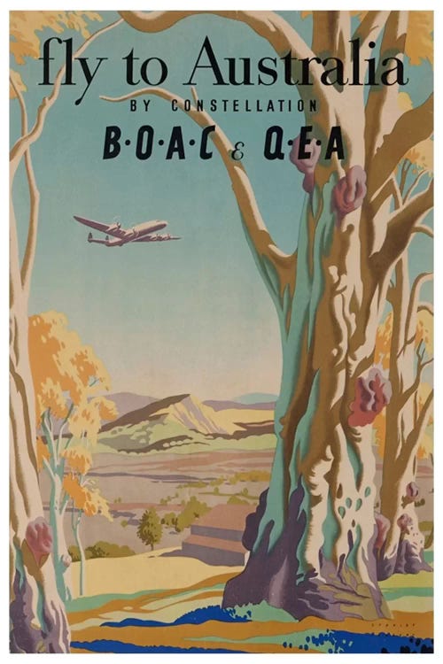 Fly To Australia By Constellation - BOAC & QEA