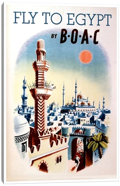 Fly To Egypt By BOAC Canvas Art Print - Egypt Art