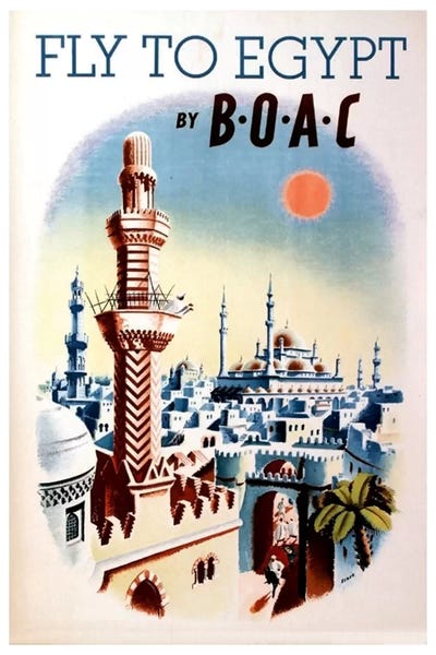 Vintage Travel Posters: Fly To Egypt By BOAC by Unknown Artist