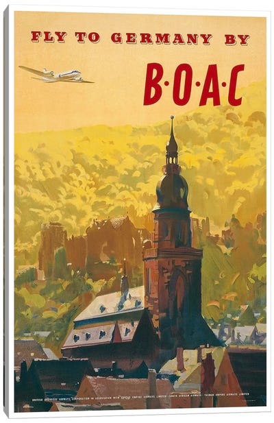 Fly To Germany By BOAC Canvas Art Print - Vintage Travel Posters