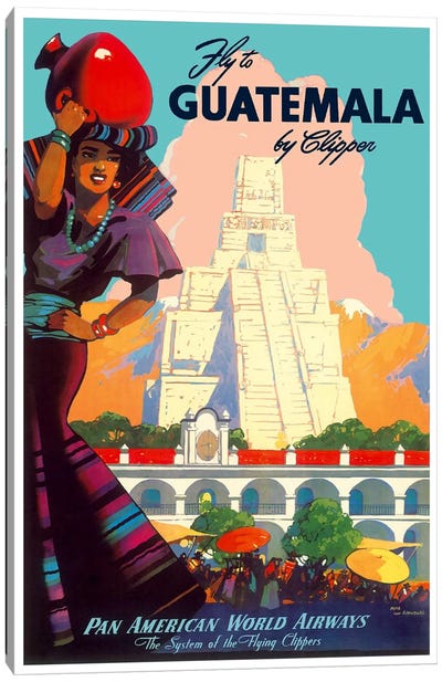 Fly To Guatemala By Clipper - Pan American World Airways Canvas Art Print - Central American Culture