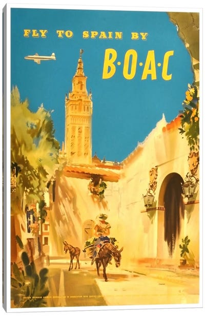 Fly To Spain By BOAC Canvas Art Print - Vintage Travel Posters