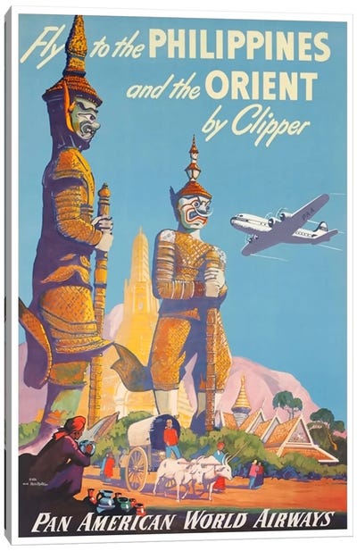 Fly To The Philippines And The Orient By Clipper - Pan American Canvas Art Print - Sculpture & Statue Art