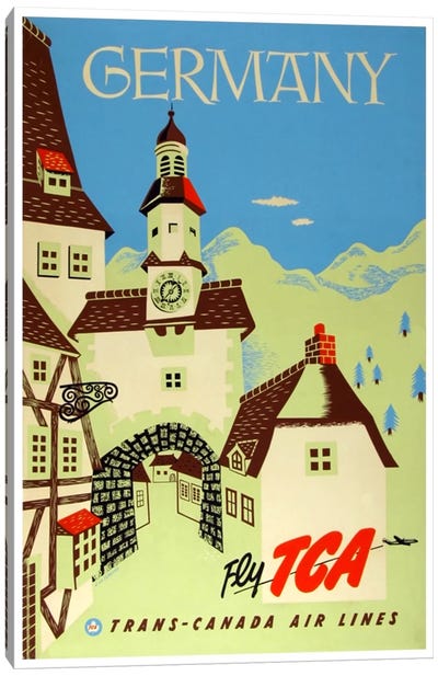 Germany - Fly TCA, Trans-Canada Air Lines Canvas Art Print - Vintage Travel Posters